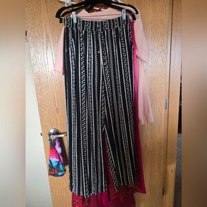 Black and White Striped Wide-Leg Pants